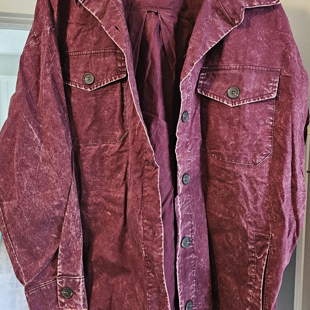 3x Zenana Outfitters Washed Maroon Button-Up Jacket